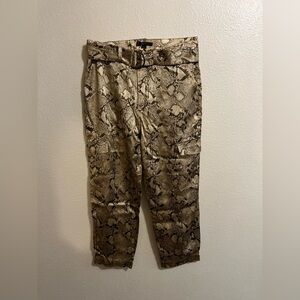 100% Silk Snakeskin Joggers with Belt